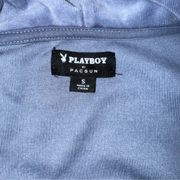 Playboy for Pacsun Y2K Baby Blue Zip-Up Hoodie with Heart Accent - Picture 6 of 10